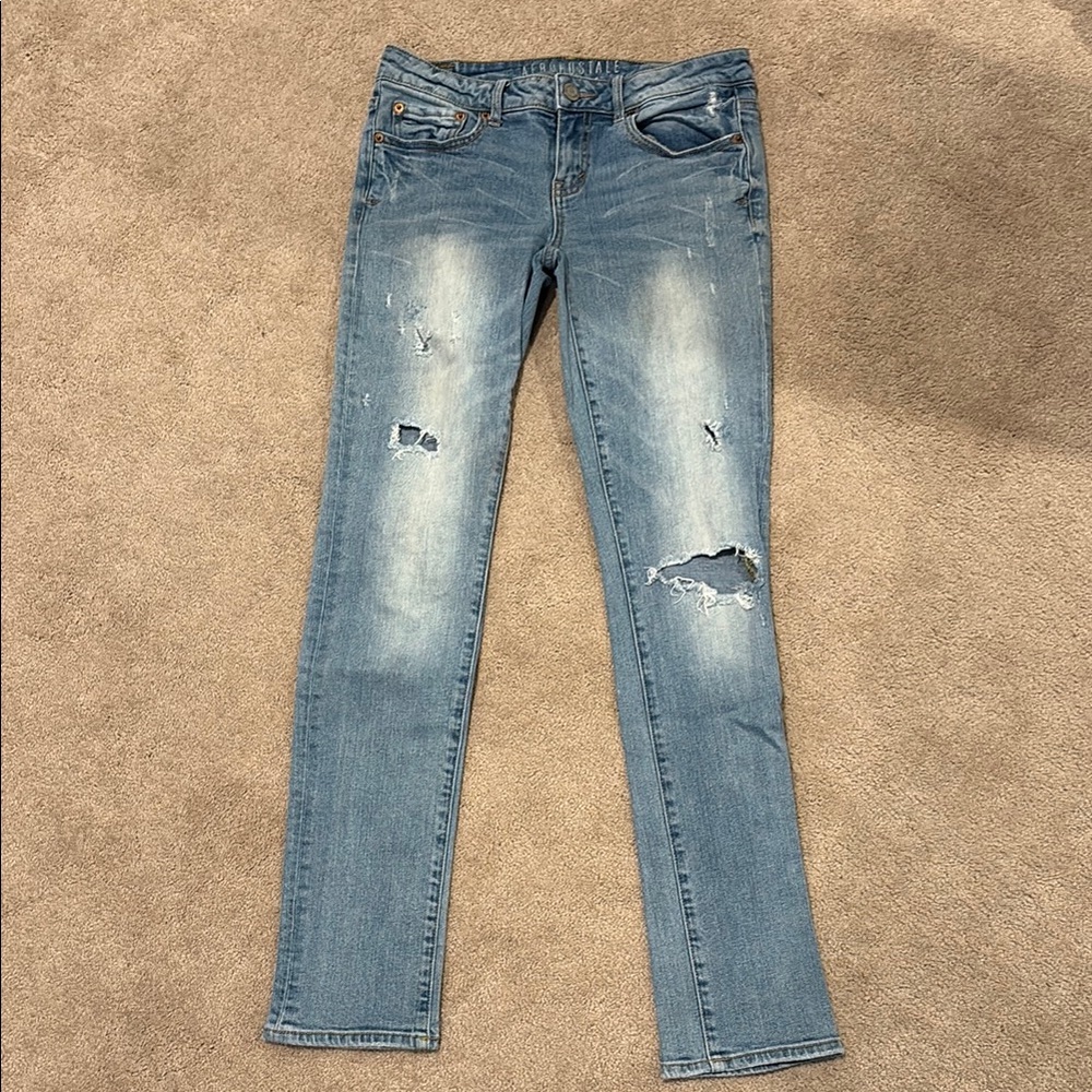 Women's Distressed Blue Jeans